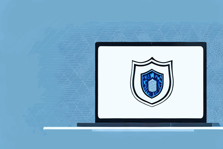 A symbolic image representing internet safety, with a shield protecting a computer screen from cyber threats.