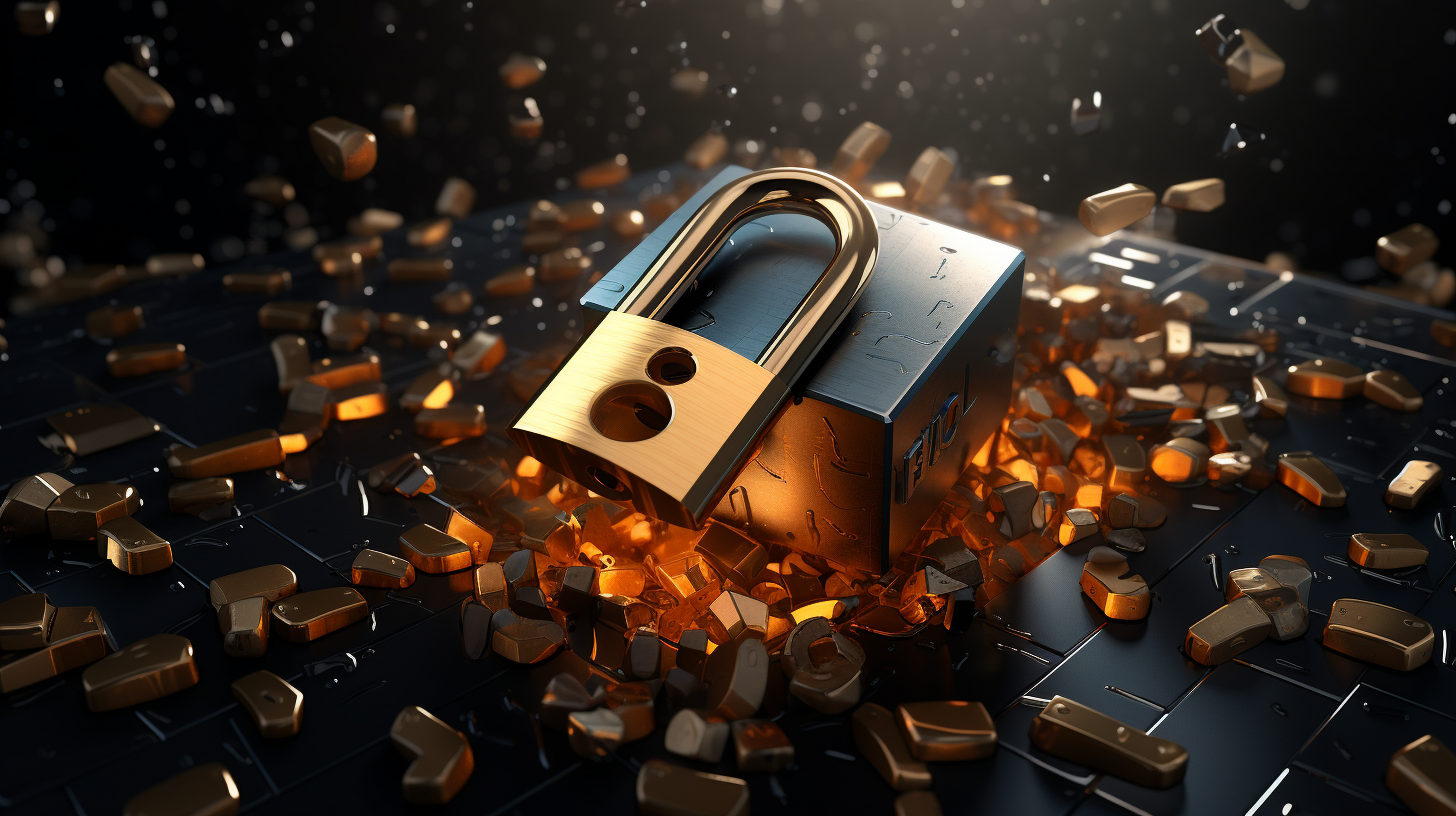 A 3D animated illustration showing a locked padlock being securely disposed of.