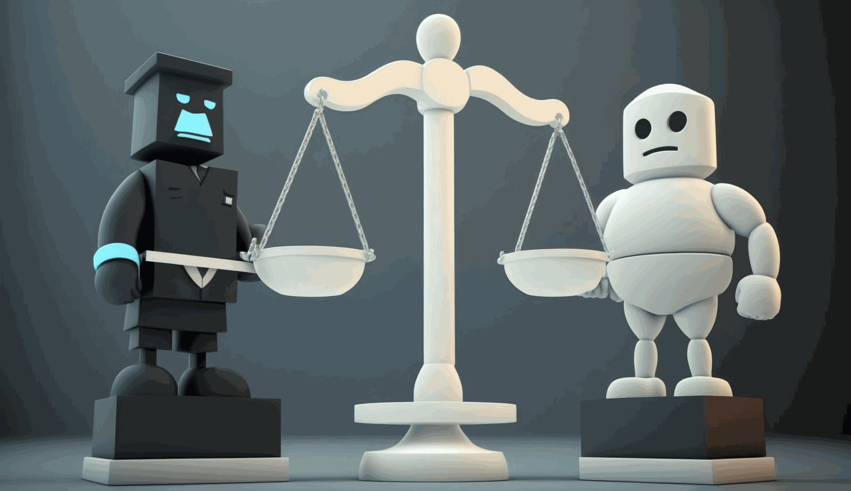 A cartoon-style image of two contrasting characters representing open-source and commercial security tools, standing on opposite sides of a balanced scale, symbolizing the pros and cons of each option.