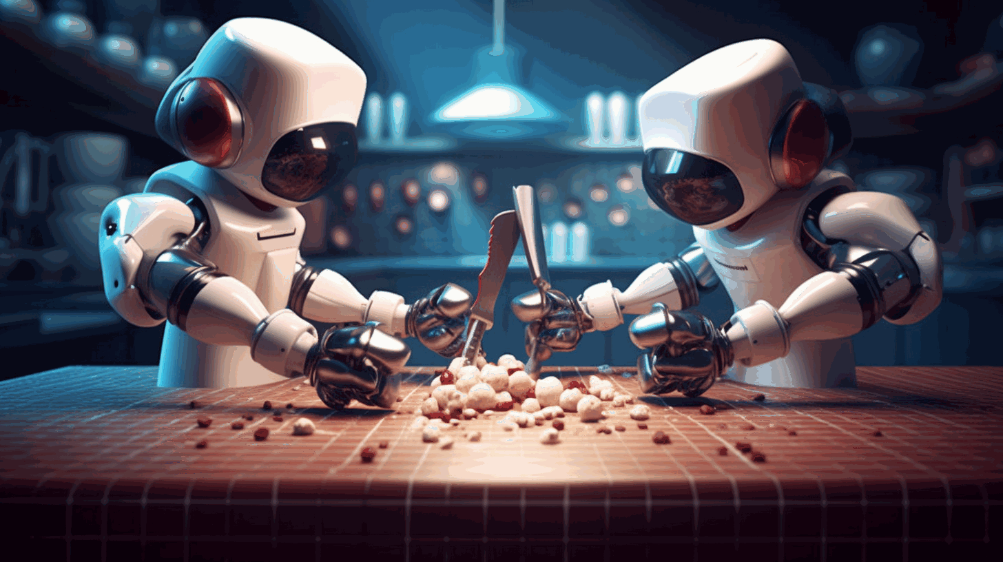 A symbolic image representing the three automation tools, Ansible, Puppet, and Chef, engaged in a friendly competition.
