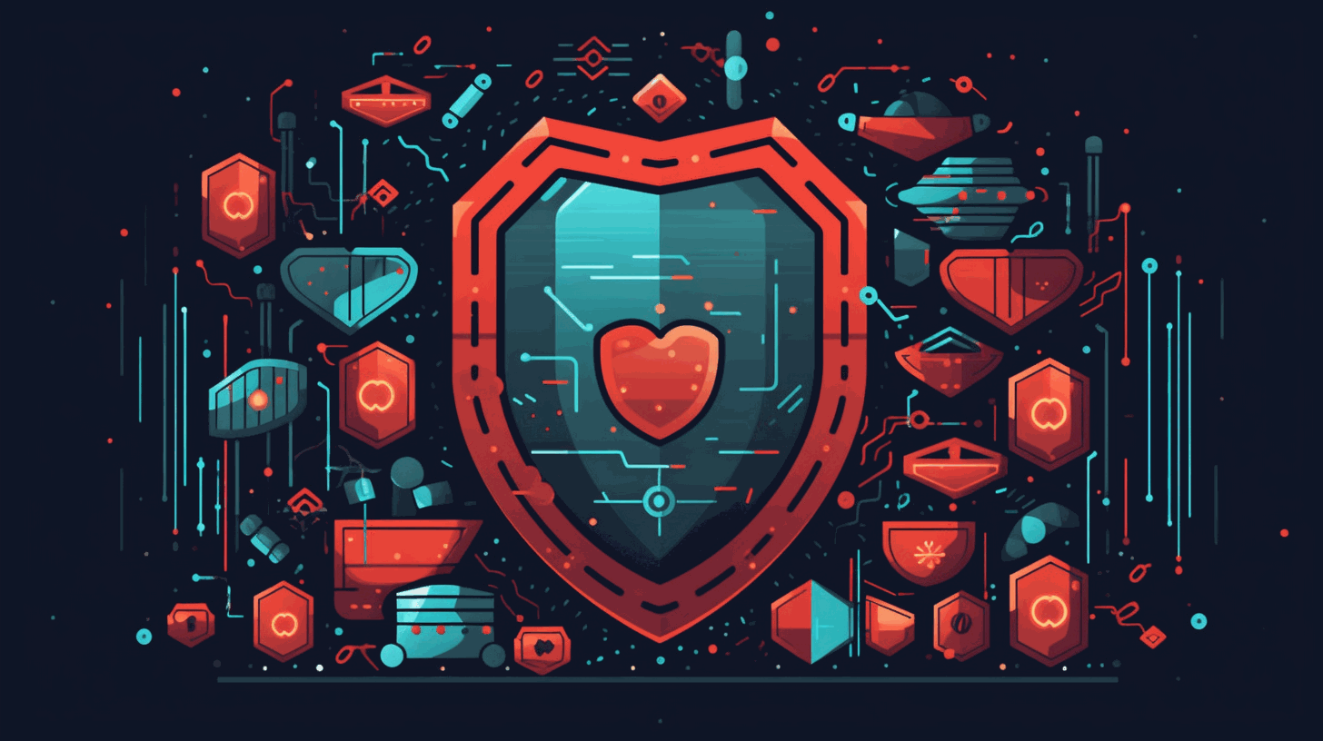 An animated illustration of a shield protecting a network from cyber threats.