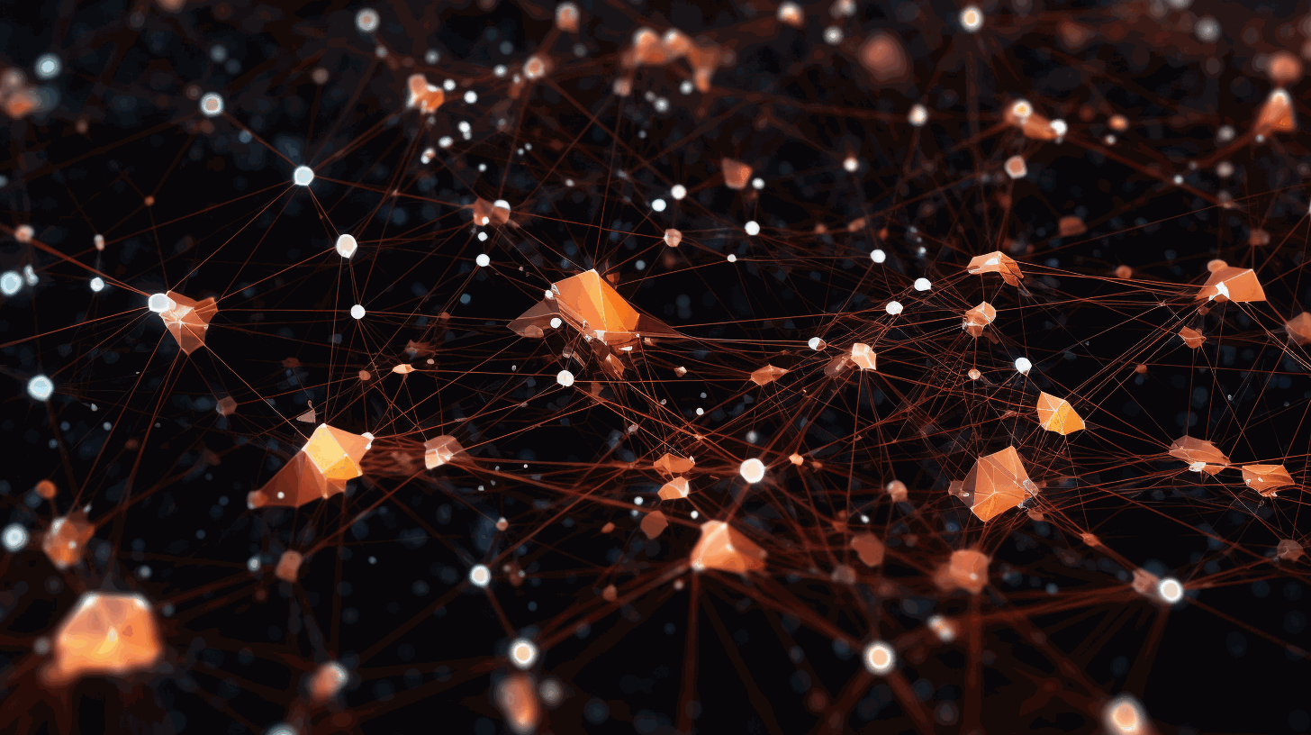 An animated illustration showcasing a network of interconnected nodes with data flowing between them, symbolizing efficient communication and networking.