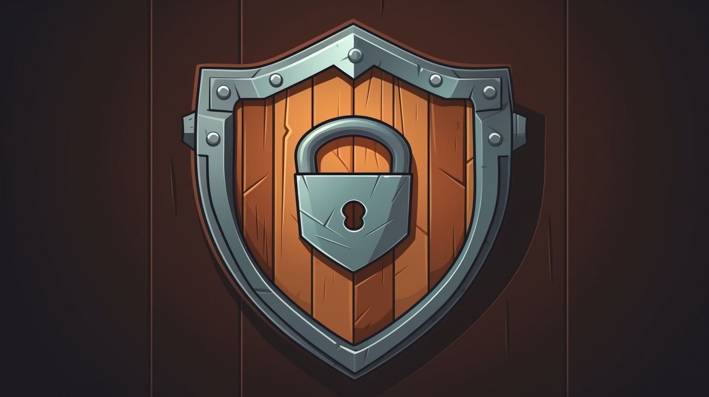 An illustration depicting a lock with a shield symbolizing password security and protection.
