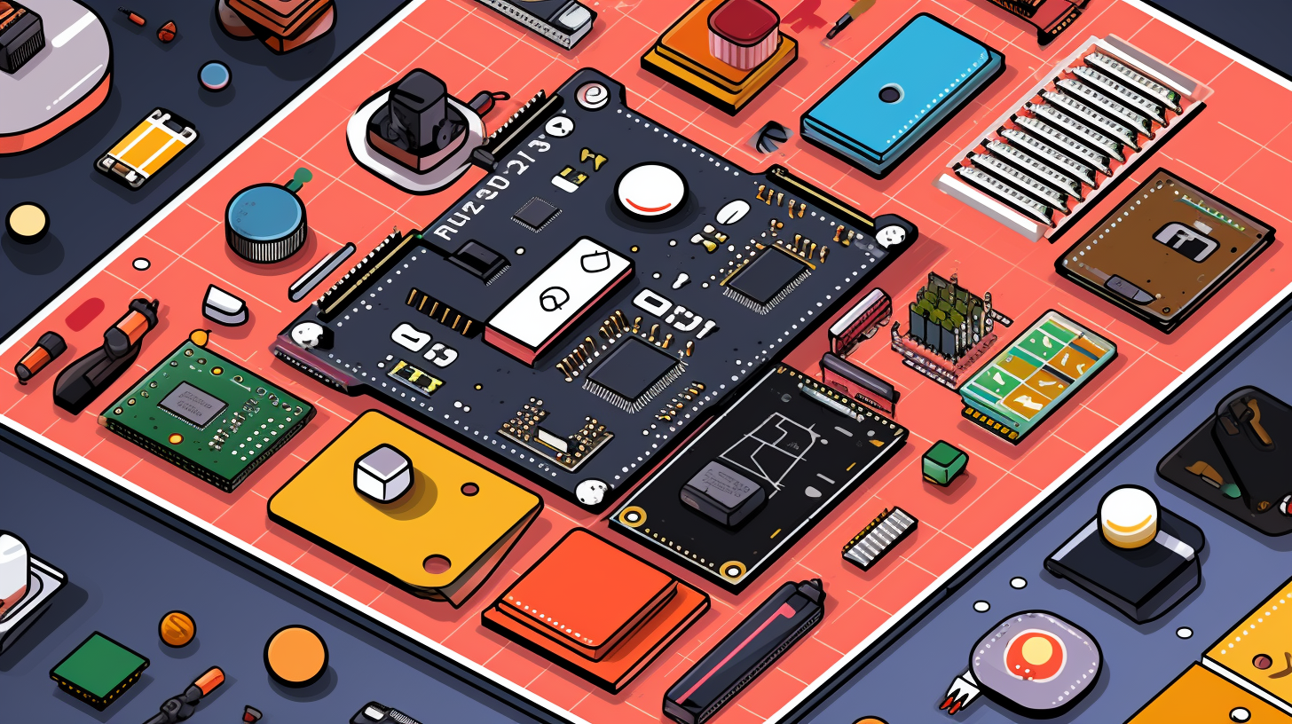 An illustration of an ESP32 board connected to various accessories.
