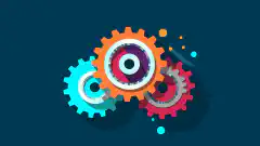 An image depicting three interconnected gears with the labels React, Angular, and Vue.js