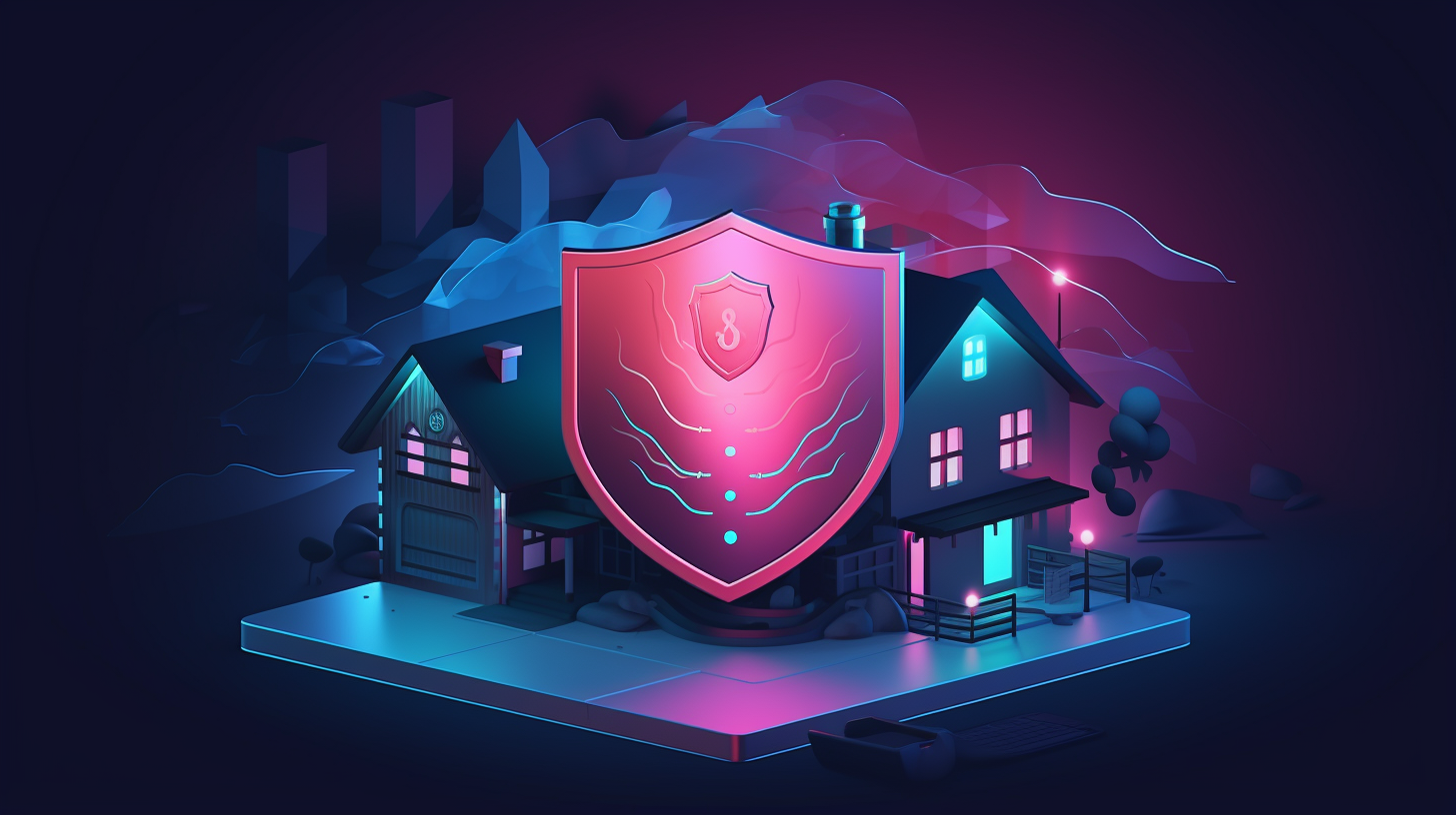 An animated illustration of a shield protecting a home network.