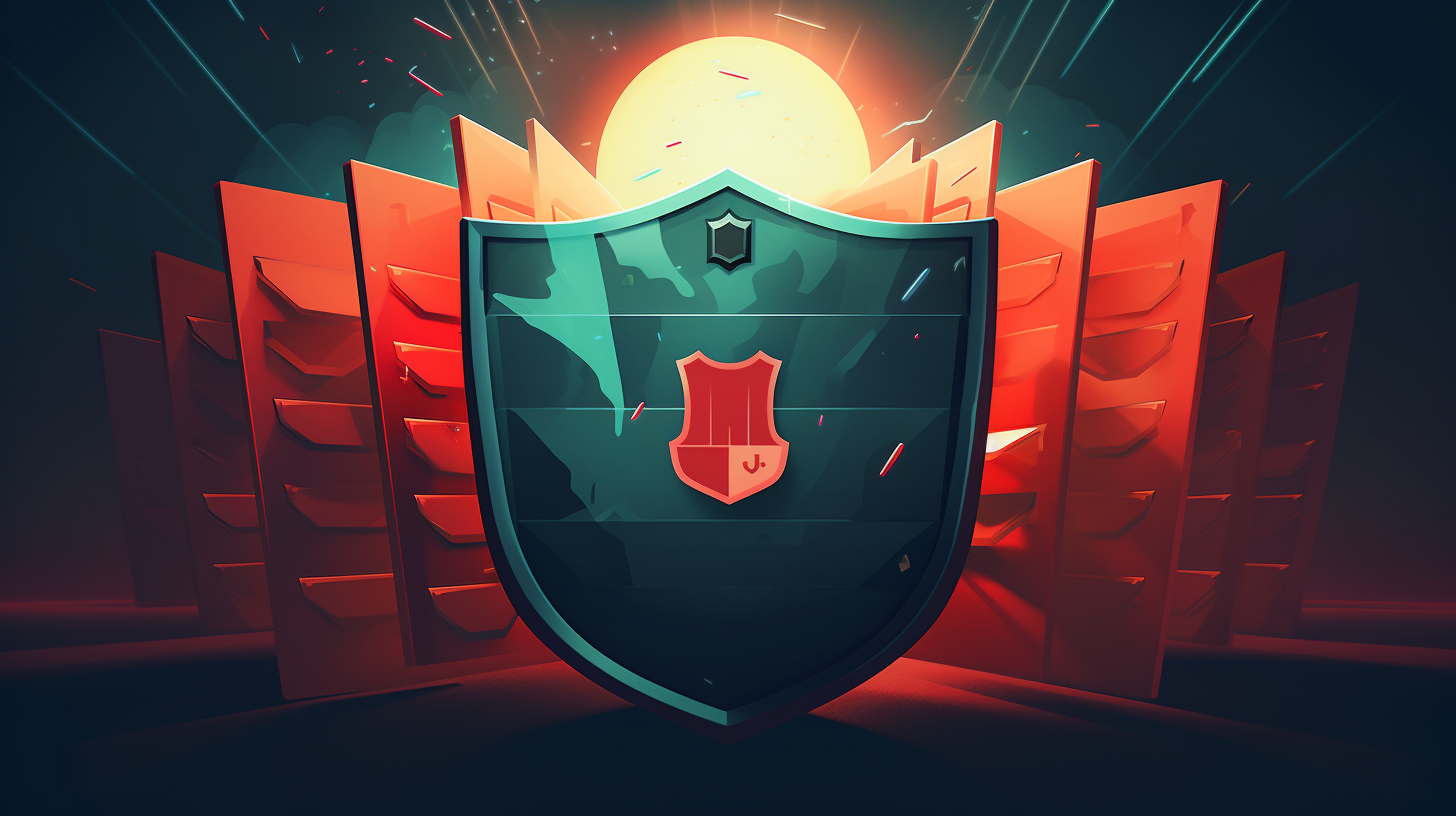 An illustration depicting a shield protecting files from a looming ransomware threat.