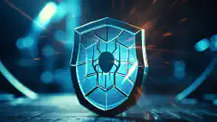 A shield protecting a web application symbolizing enhanced security against cyber threats.